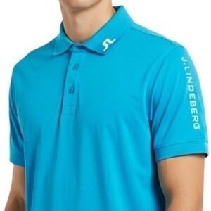 J Lindeberg Tour Tech Golf Polo Shirt Blue Slim Fit Performance Mens S EUC